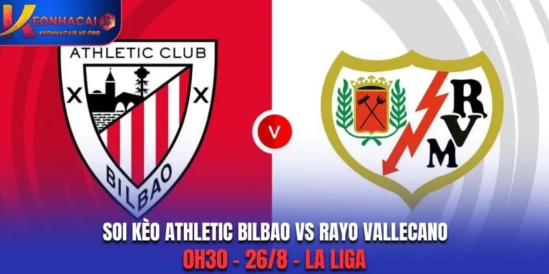 Soi Kèo Athletic Bilbao vs Rayo Vallecano: 0h30 - 26/8 - La Liga