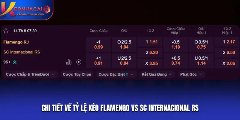 Chi tiết về tỷ lệ kèo Flamengo vs SC Internacional RS